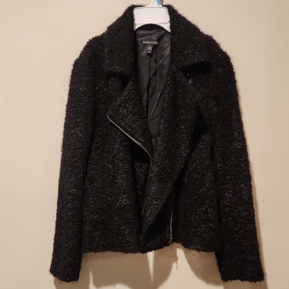 ❤️ EILEEN FISHER CURLY ALPACA BLACK MOTO JACKET, SP (SMALL PETITE) - Picture 11 of 16